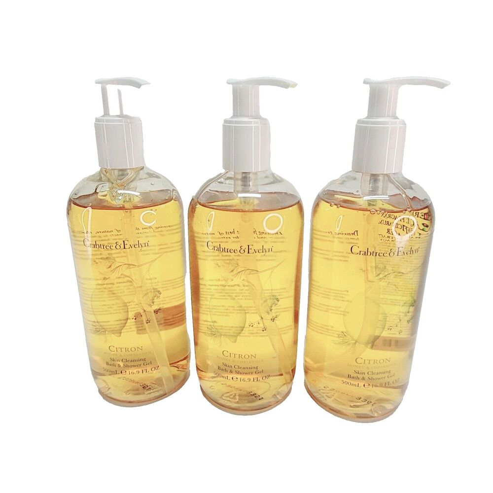 Crabtree & Evelyn CITRON HONEY CORIANDER Bath & Shower Gel 3 Body Wash 16.9 Oz